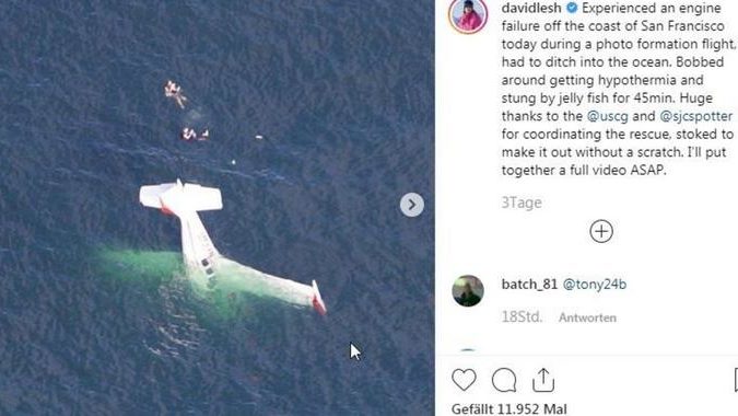 Instagram-Star stürzt mit Flugzeug ins Meer – und filmt seine Rettung