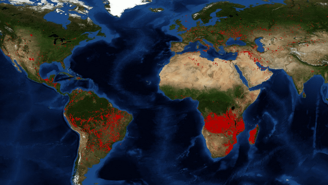 Erschreckende Karte der NASA zeigt, wo es auf der Welt überall brennt